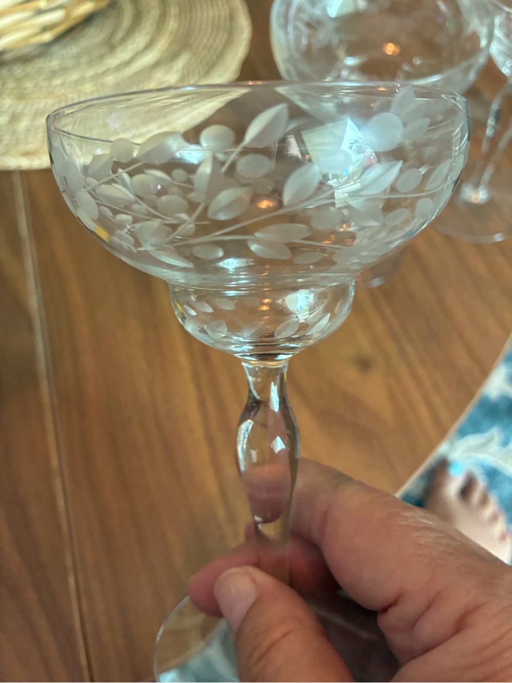 Etched Glass Coupe Dessert Cups - Set of 6